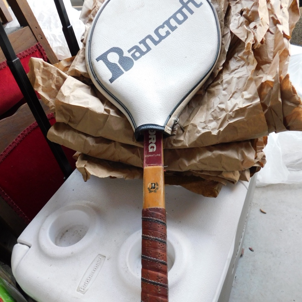 Tennis Racket Bancroft Bjorn Borg Wooden and Leather